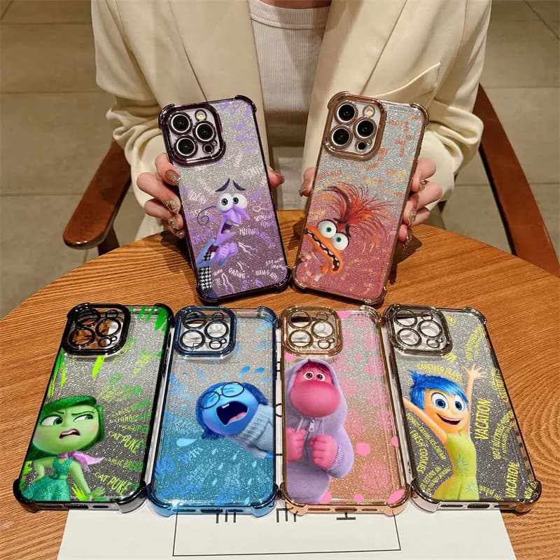 Inside Out 2 Disneys Phone Case For Samsung S25 S24 S23 S22 S21 S20 FE Note20 Plus Ultra Lite 5G Shockproof Glitter Armor Cover