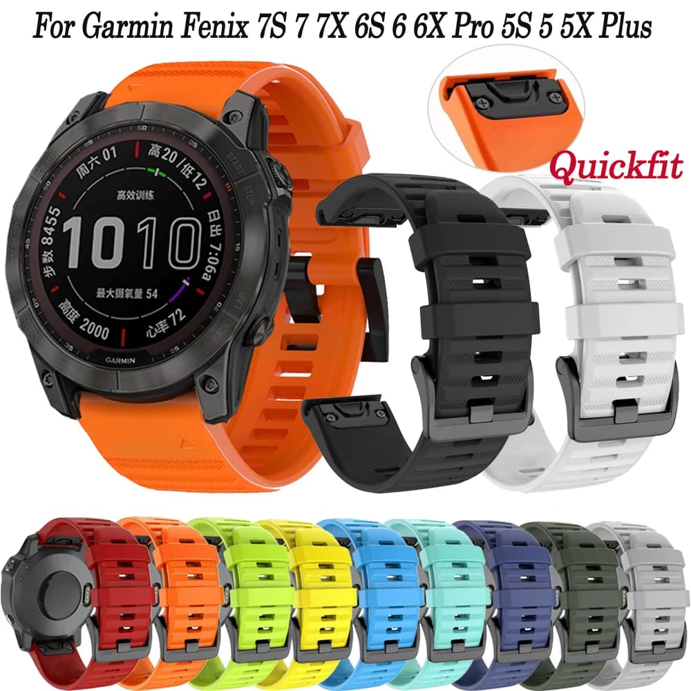 26 22 20mm Silicone Watchband Strap For Garmin Epix 2 Fenix 7X 7 7S 6X 6 6S Pro 5 5X 5S 3HR Smart Watch QuickFit Bracelet Correa