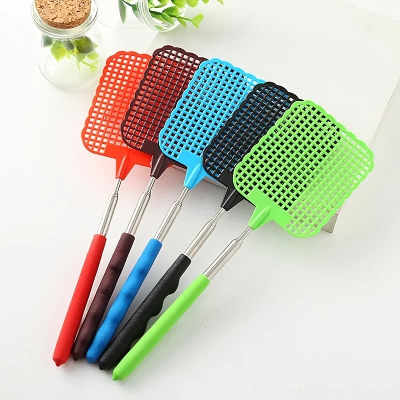 1pc Mini Retractable Plastic Fly Swatter; Stainless Steel Non-slip Handle; Summer Mosquito Swatter; Fly Killer For Home Garden