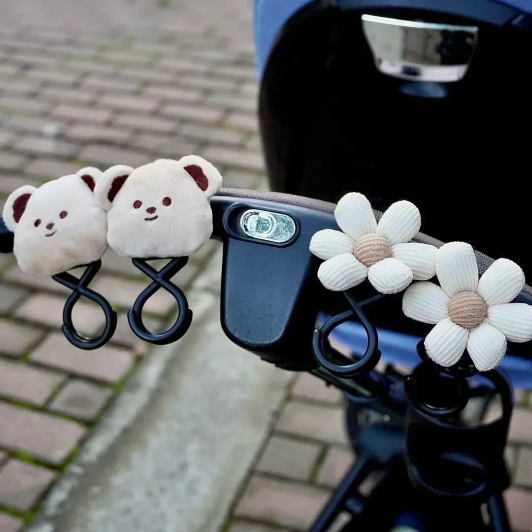 Stroller Hook Multi-functional Woolen Bear Stroller Hook Mother and Baby Backpack Storage Hook...