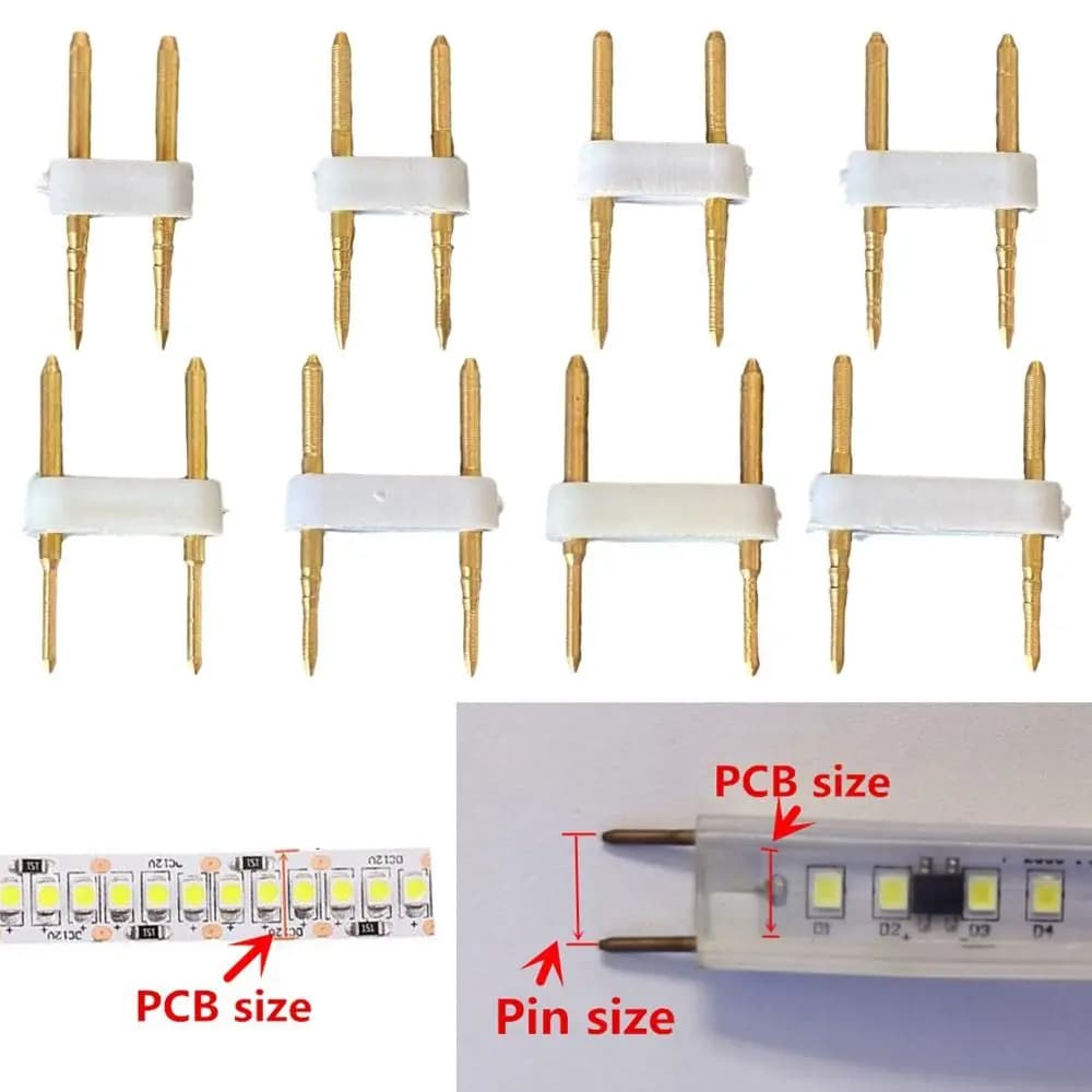 5PCS Gold RGB Connector Copper 6mm 7mm 8mm 9mm 10mm 11mm 12mm 13.5mm Solderless Connectors Terminals Connector LED Strip