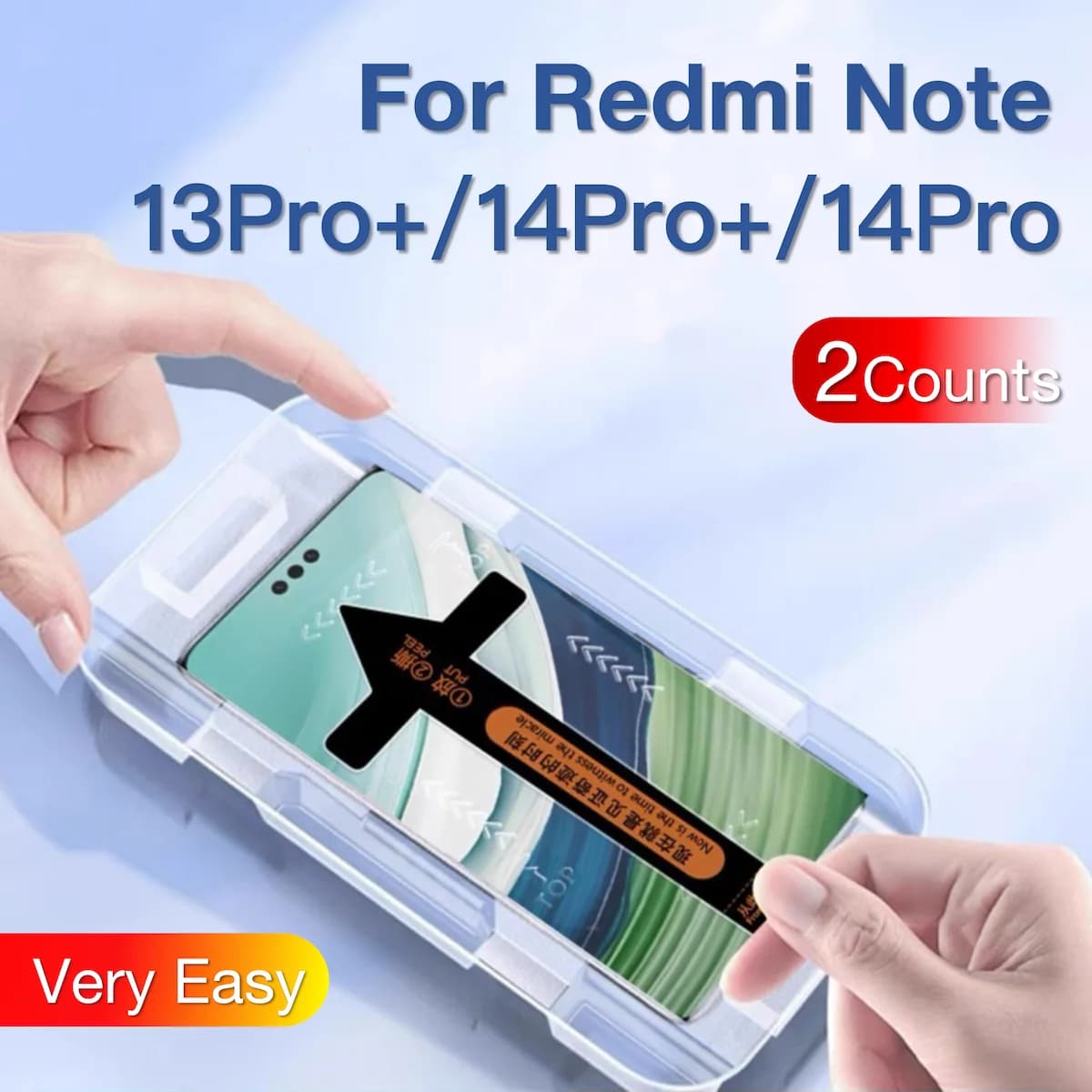 2Pcs For Xiaomi Redmi Note 13 14 Pro Plus + Red Mi Toughened Glass Screen Protector Protective With Install Kit
