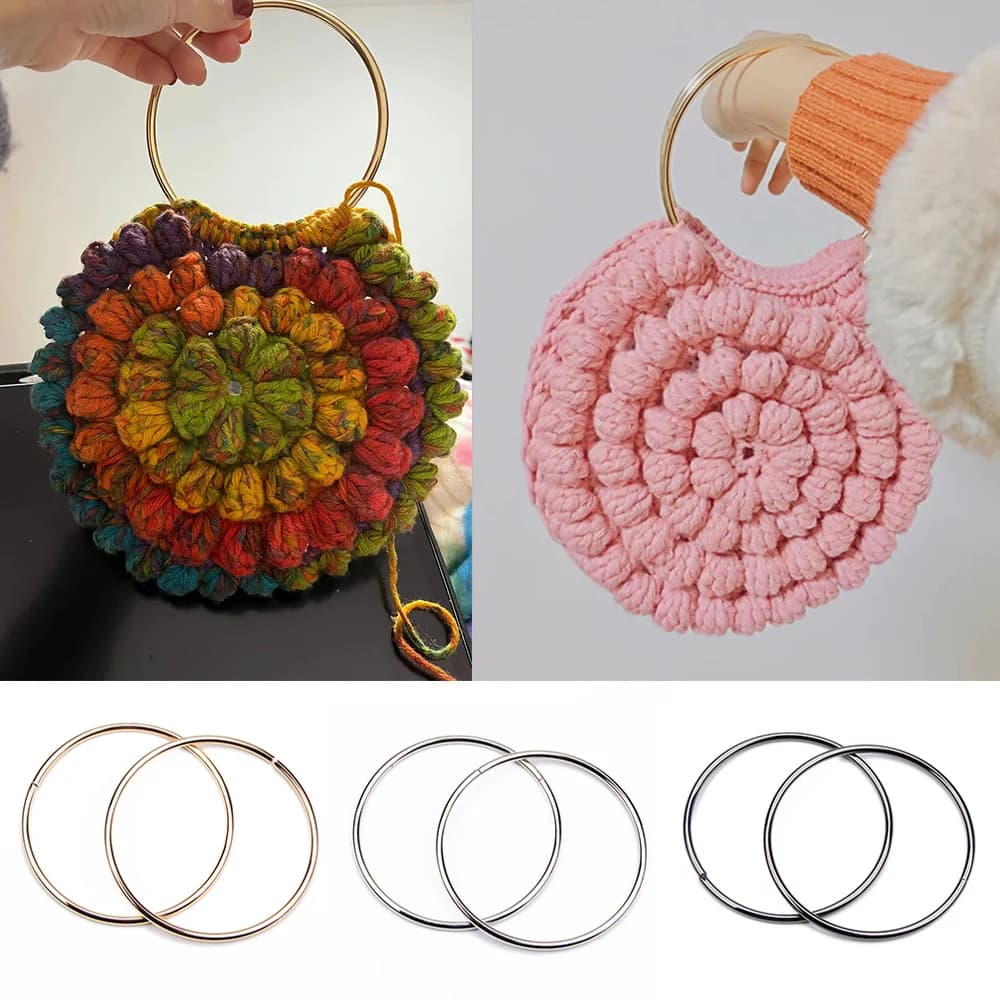 2pcs O-ring Bag Handle Metal Strap Replacement Handbag Luggage DIY Fashion Bag Hardware Accessories 7.5/10CM Purse Sewing Frame