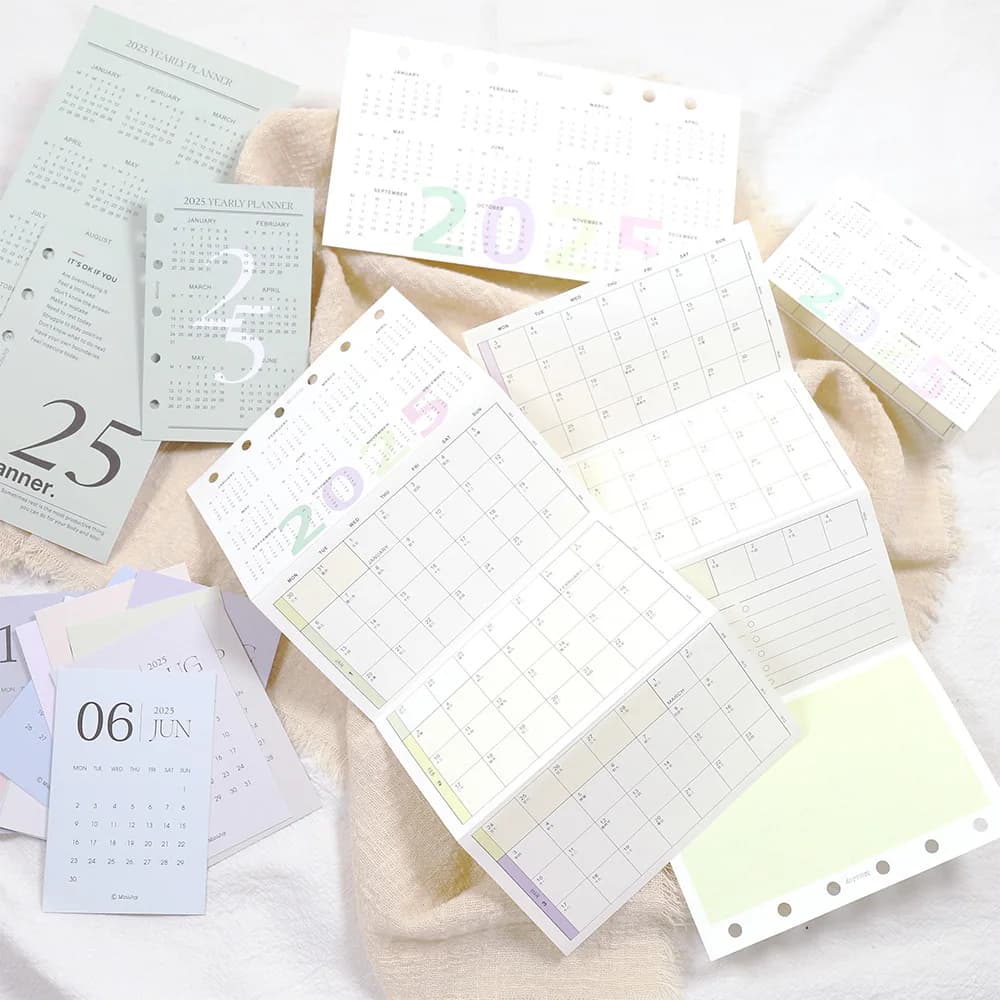 Fromthenon 2025 Calendar 6 Holes Loose Leaf Journal Planner Traveler Notebook Calendar Accessories Office Stationery Supplies