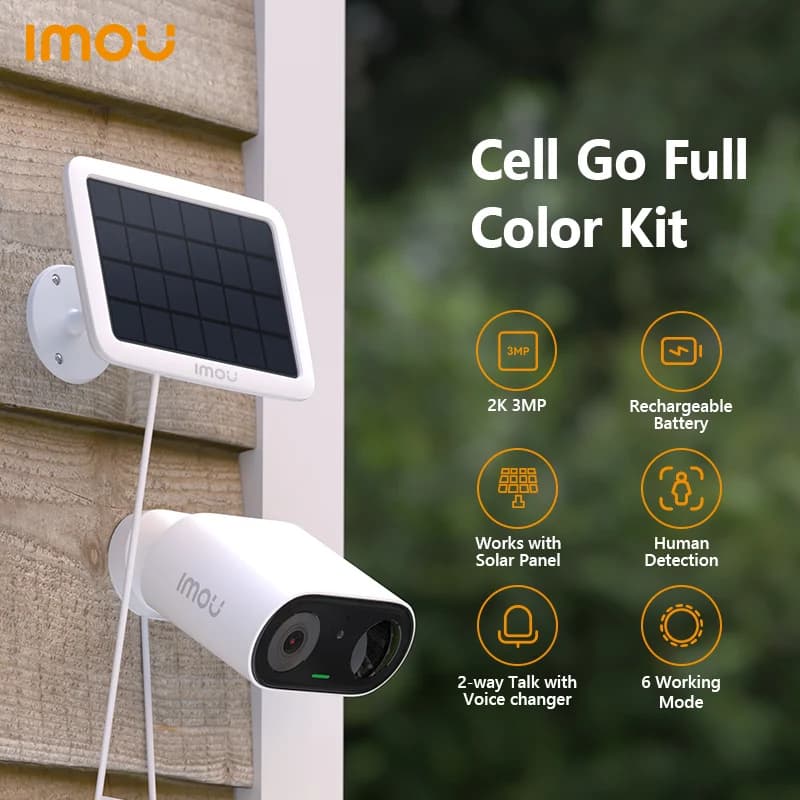 IMOU Cell Go Full Color Kit with Solar panel Rechargeable Camera Wi-Fi Outdoor Surveillance Cameras PIR Human Detection IP65