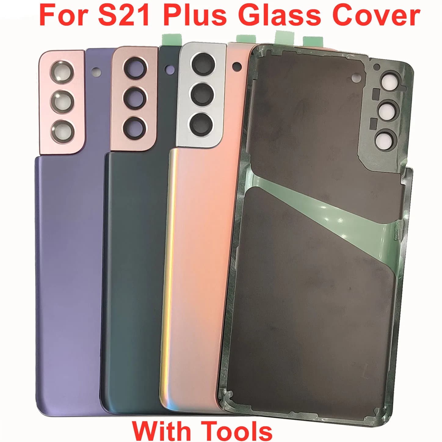 A+++ Glass Battery Cover For Samsung Galaxy S21 Plus 5G Back Lid Door Rear Housing Case With Camera Lens Adhesive Sticker