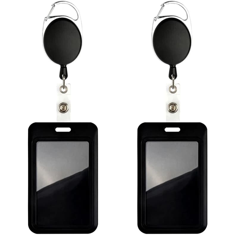 1/2set card holder ID Badge Holder with Heavy Duty Carabiner Reel Clip Set Retractable Vertical Holders Women Men