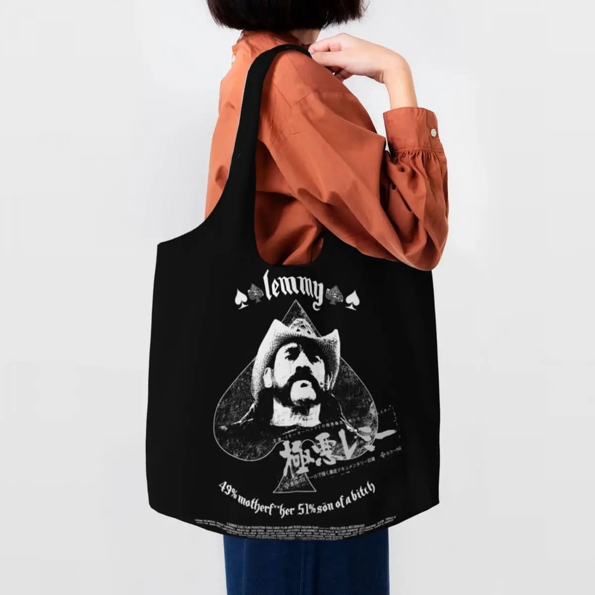 Reusable Rock Singer Lemmys Shopping Bag Women Canvas Shoulder Tote Bag Washable Groceries Shopper Bags Photography Handbag