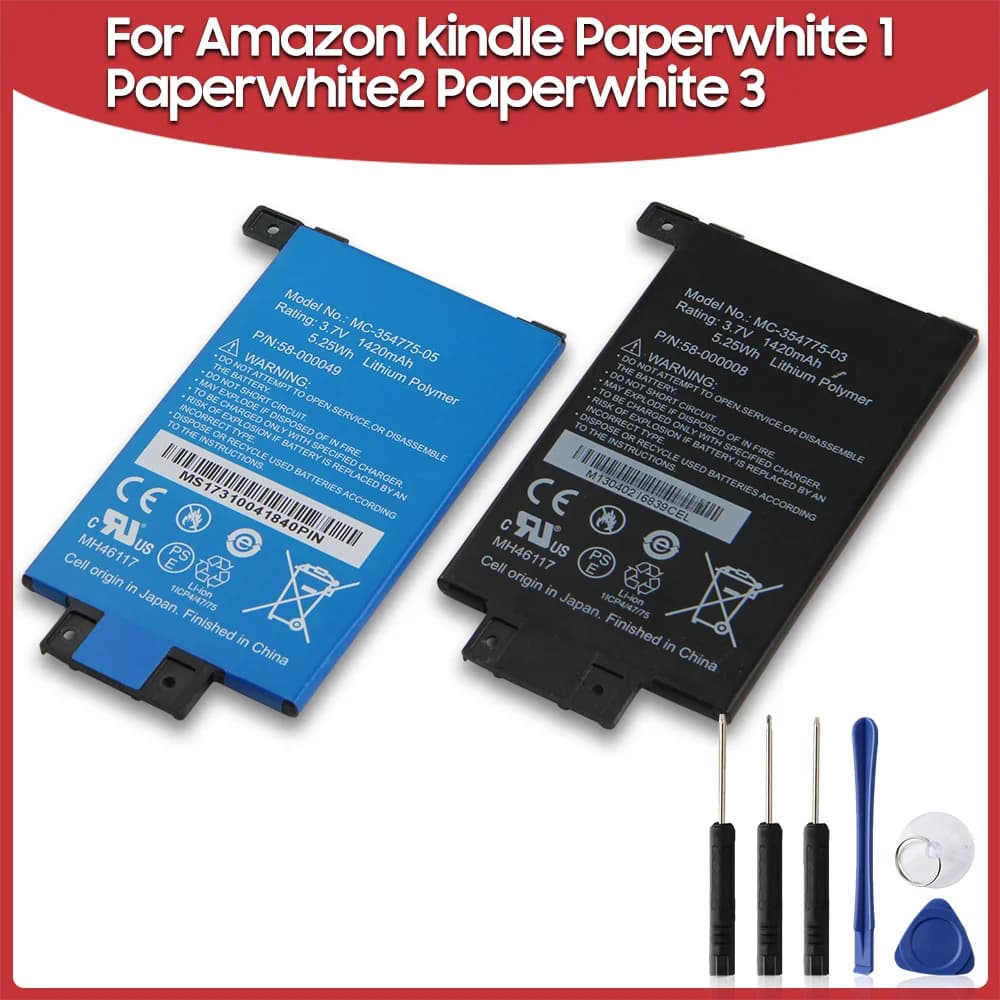 Original Replacement Battery 1420mAh For Amazon kindle Paperwhite 2 3 1 S2011-003-S MC-354775-03 MC-354775-05 Batteries