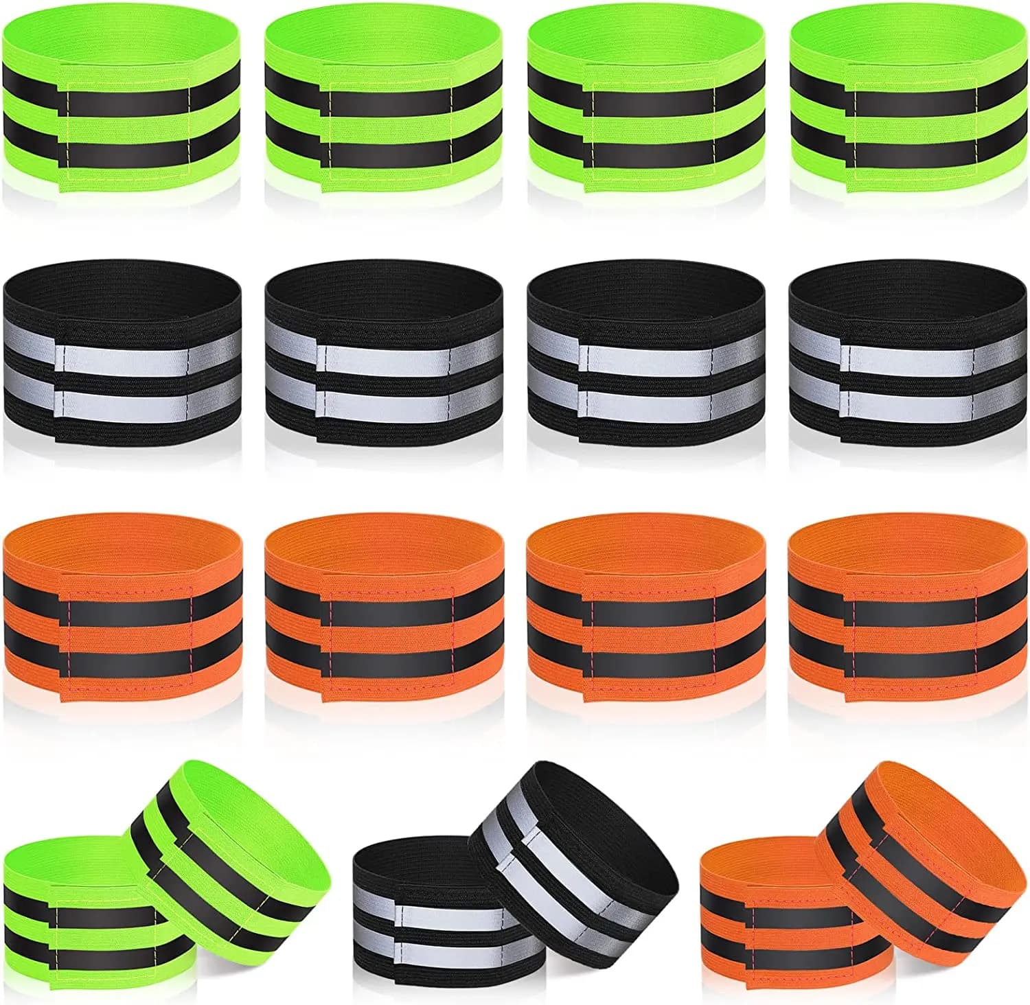 Warning Reflective Bands Elastic Armband Wristband Reflector Tape Ankle Leg Safety Straps for Night Cycling Running Fishing 2Pcs