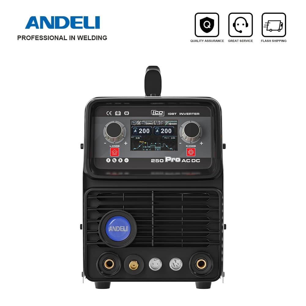 ANDELI 220V TIG Welding Machine AC/DC 200A with Pulse Cold MMA Aluminum Welding MultiProcess TIG Welder LCD HF Spot Welding