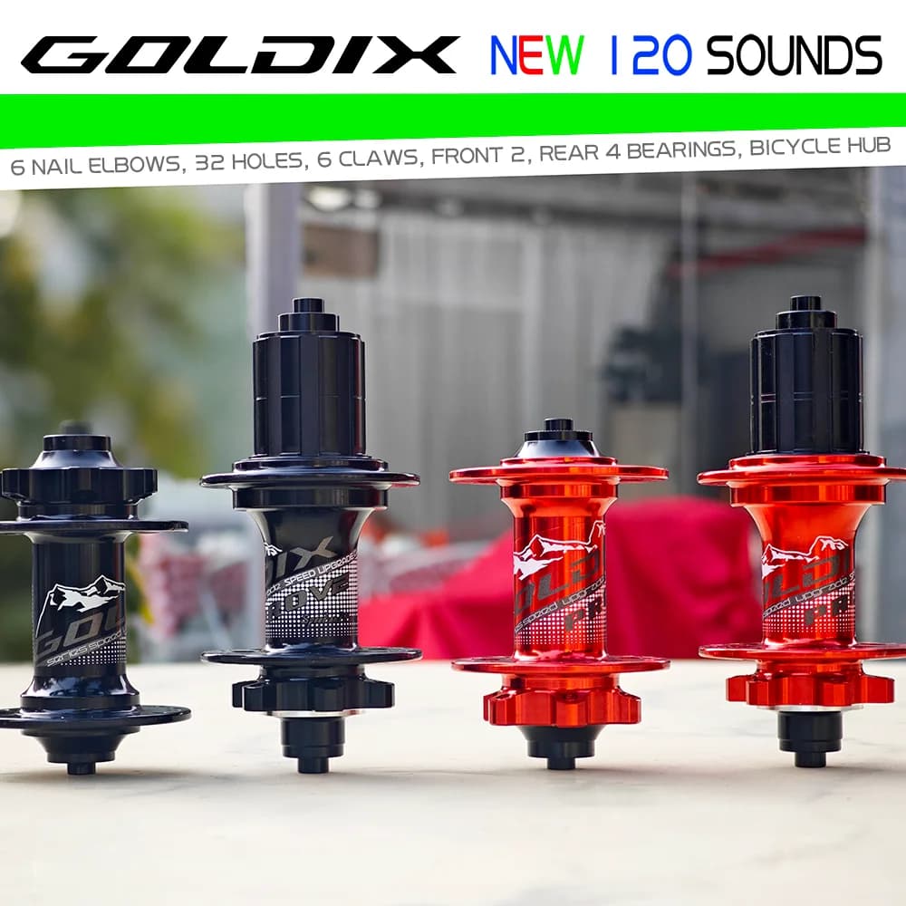GOLDIX QR 100*9 135*10, Aluminum Bicycle Wheel Hub, 32 Holes, 120 clicks, 4 Bearings, Mountain Bike Disc Brake Wheel HG 8-12S
