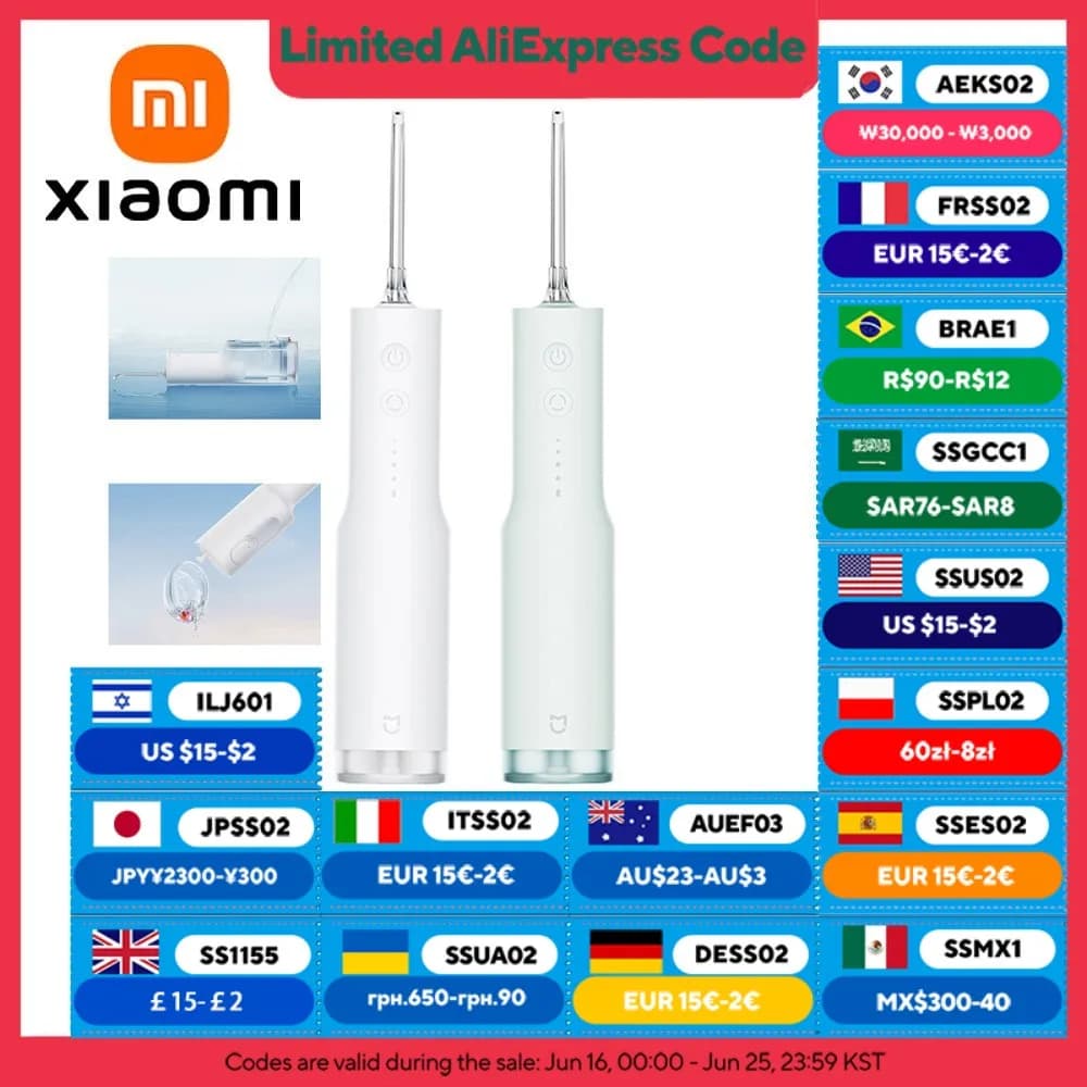 XIAOMI MIJIA F300 Portable Oral Irrigator Dental For Irrigator Teeth Water Flosser Oral Cleaner water thread Teeth