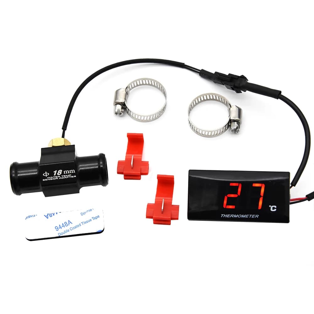 Temperature Meter Motorcycle Water thermometerGauge for KOSO 0~120°C Monitor Red Blue Indicator With Sensors Adapter 16 18 22mm