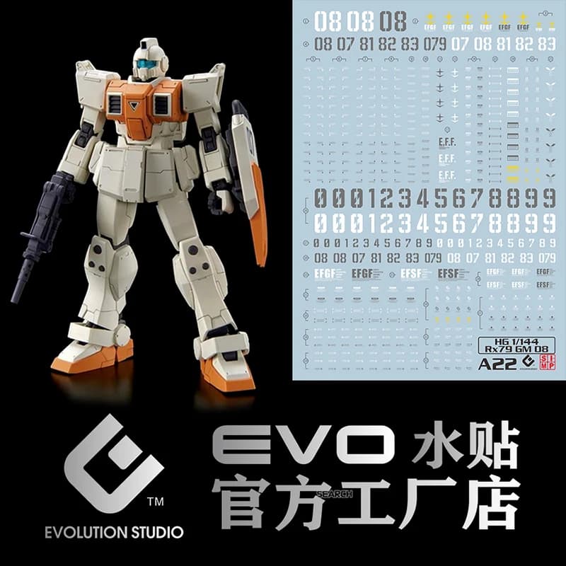 EVO Water Decals Model Slide Decals For 1/144 HG GM Ground Type Fluorescent Sticker Collection Models Toys Accessories