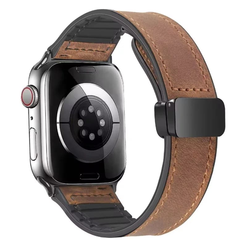 Leather Strap For Apple Watch Band 49mm 44 45 42mm 40 46 38 41mm Magnetic Bracelet Correa Men IWatch Ultra Series 10 9 8 7 SE 6