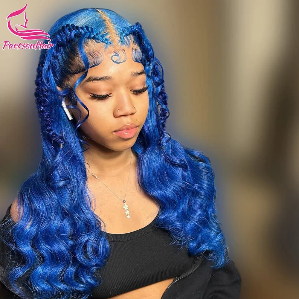 Blue Transparent 13x6 13x4 HD Lace Front Wig loose Body Wave 250 Density Remy Human Hair Wig Colored 613 Wigs For Women Lace Wig