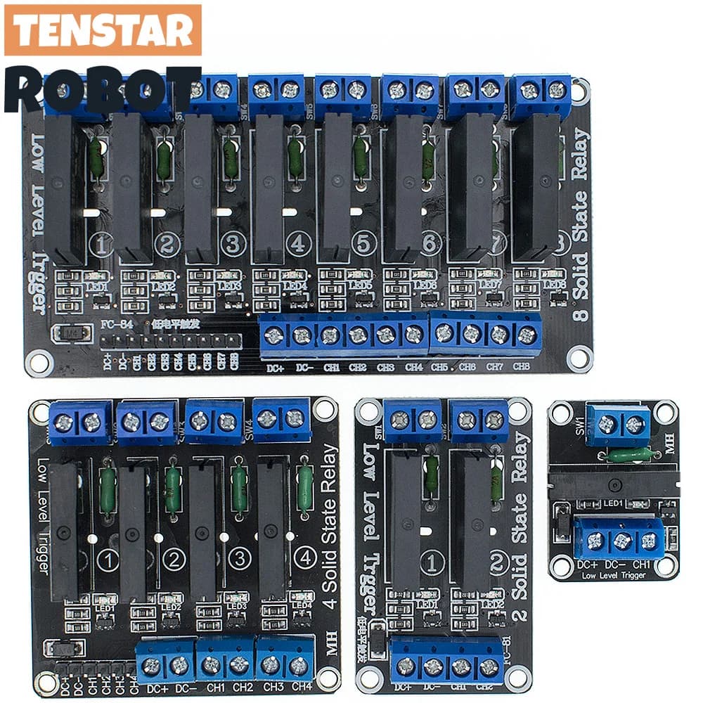 Low Level 5V 1 2 4 8 Channel Solid State Relay Module SSR G3MB-202P 240V 2A Output With Resistive Fuse For Arduino