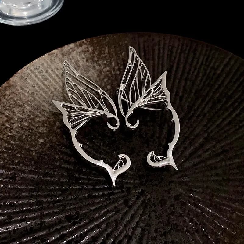 Silver-color Butterfly Ear Clip Without Piercing For Women Girls Hollow Copper Metal Ear Cuff Earrings Punk Ear-hook Jewelry