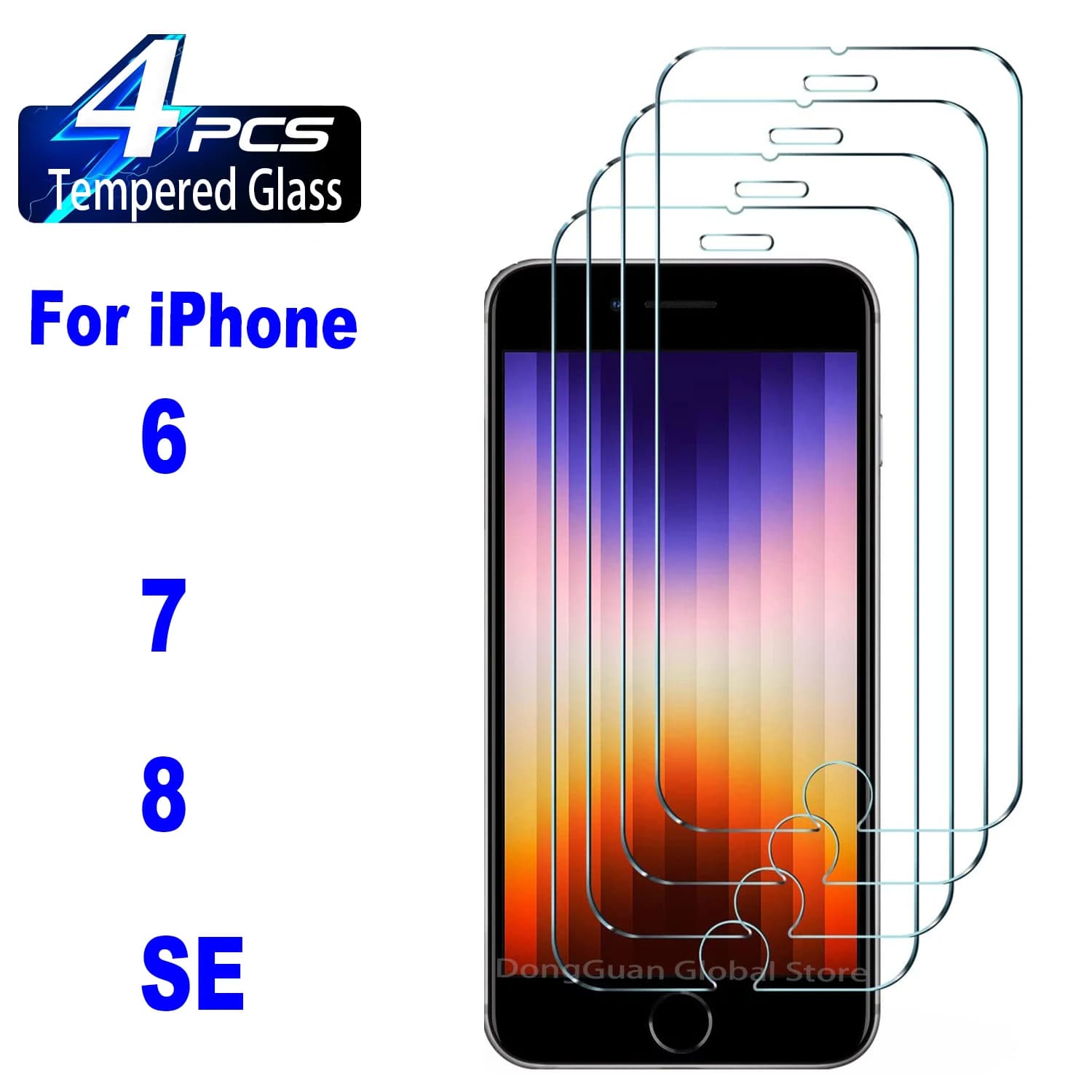 4Pcs HD High Auminum Tempered Glass For iPhone SE 2020 SE 2022 6 7 8 6s Plus 16E Screen Protector Film