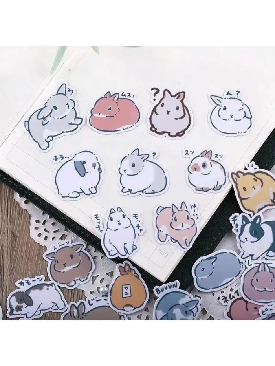 Cute Cartoon Rabbit Stickers For Journal Decoration, 40pcs Expression Rabbit Stickers For Kids Learning Scrapbooking Diy Decor