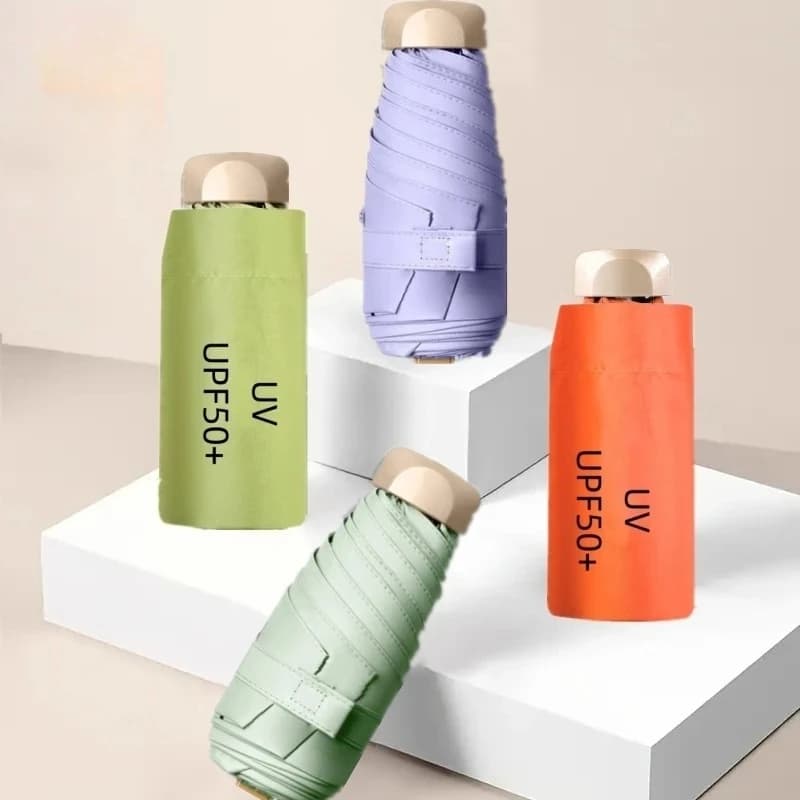 UPF50+ Umbrella Mini Pocket Sun Shade Umbrella Portable Vinyl Folding Rain Travel Umbrella UV Protection Parasol Capsule