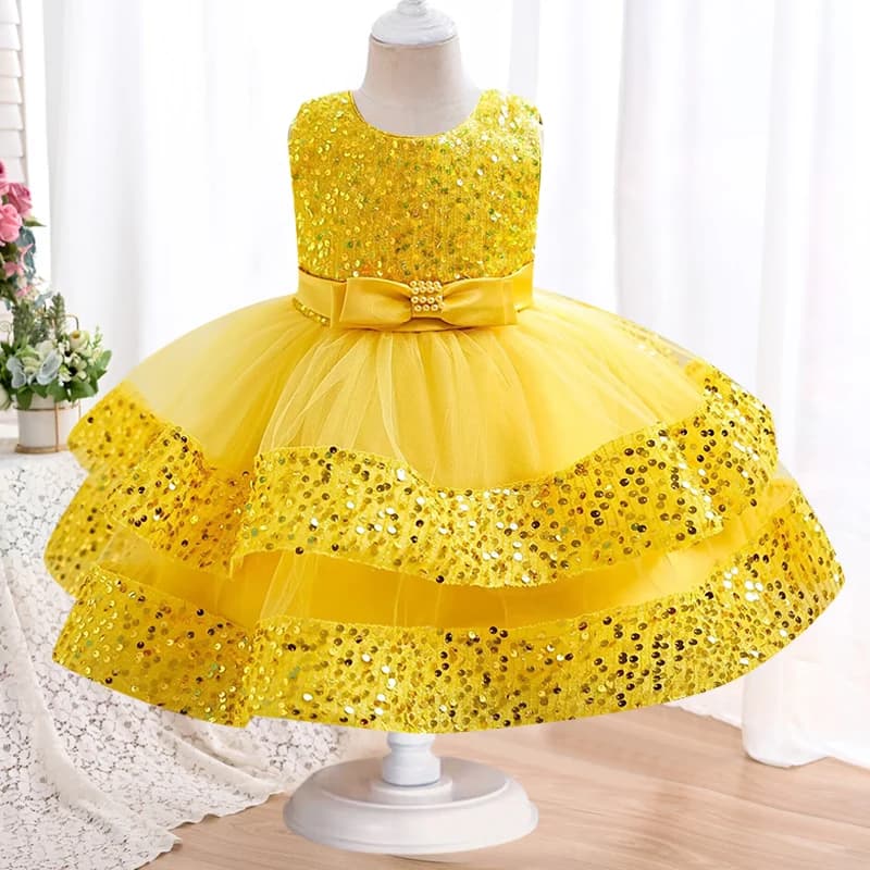 1-6-year-old baby's first birthday party fluffy mesh Tutu Dress New Flower Girl irregular skirt dress wedding party dinner dress