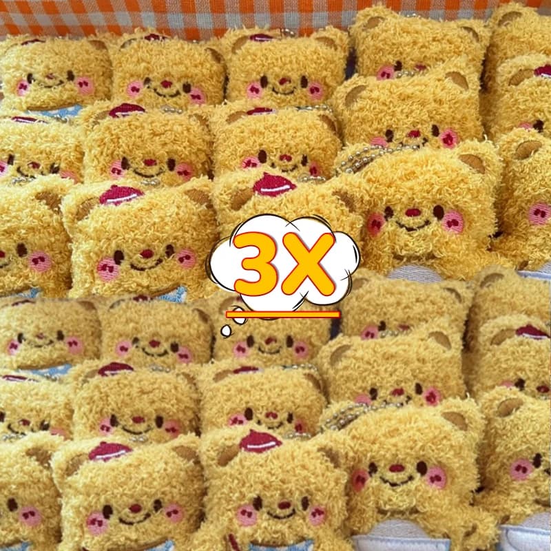 1-3pcs Squeaking Smiling Or Crying Butter Bear Keychain Plush Pendant Kawaii Girl Pendant Mobile Phone Case Women Bag Pendant