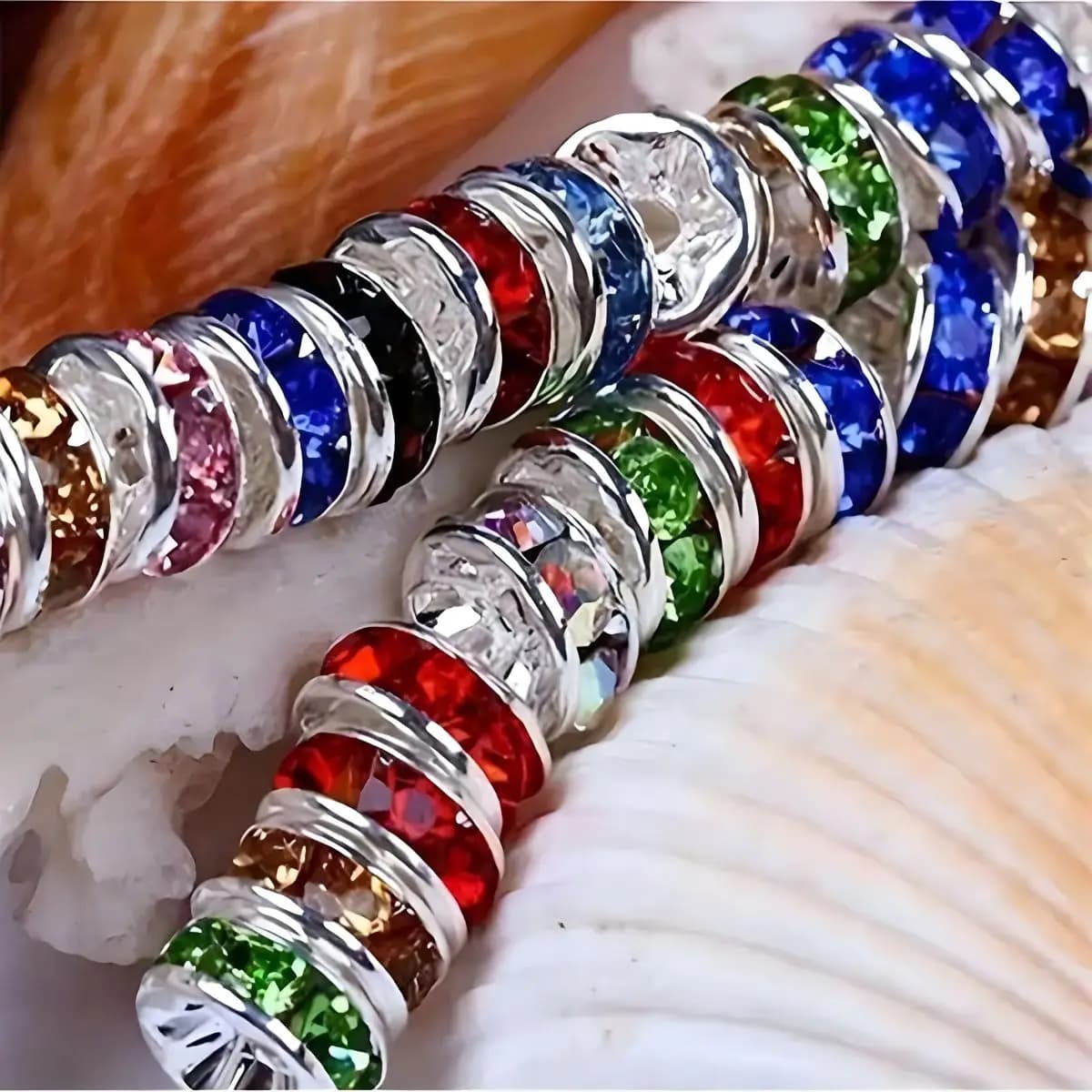 50pcs 6/8mm Random Mixed Color Rondelle Loose Beads Inlaid Rhinestones Spacer For DlY Bracelet Necklace Jewelry Accessories