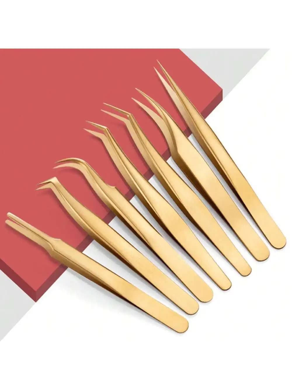 1pc/2/3/5/7pcs Stainless Steel Precision Tweezers Professional Eyelash Tweezers Eyelash Extensions for Beginners & Lash Artists