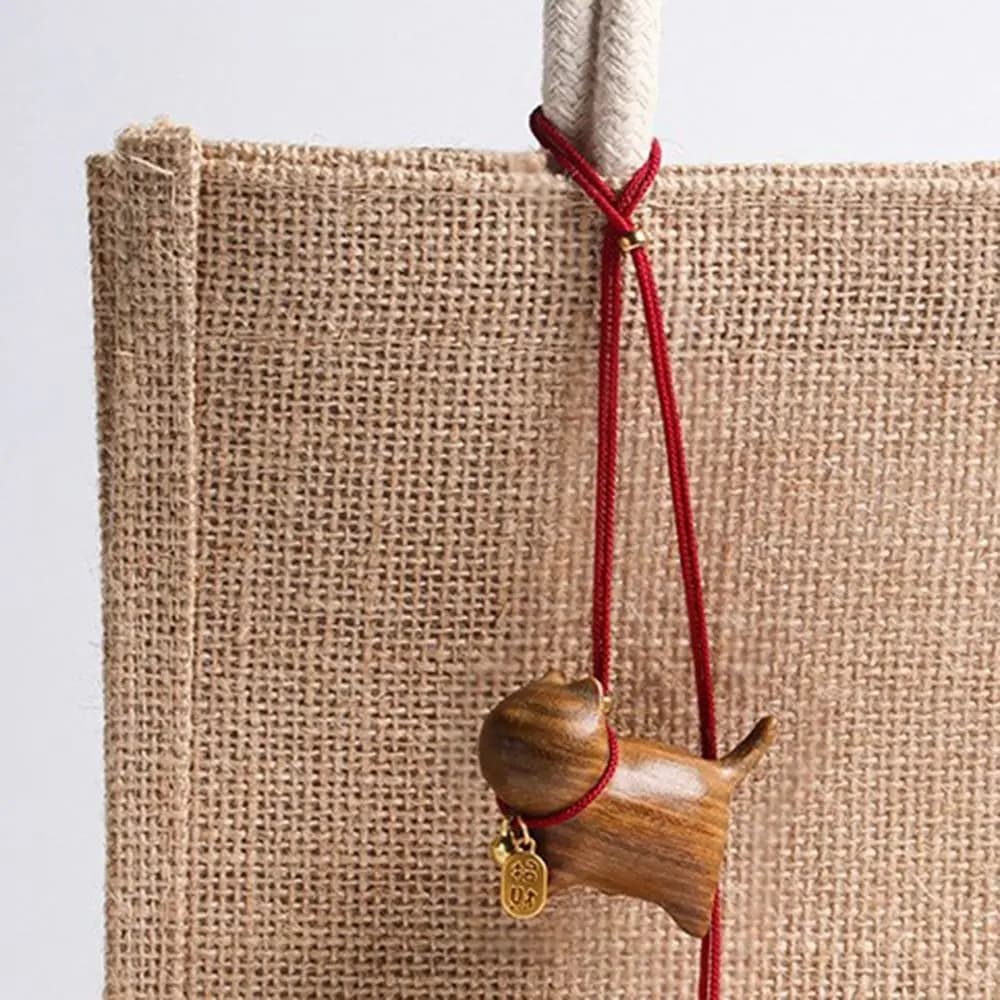 Funny Sandalwood Fashion Jewelry Japanese Car Key Accessories Mobile Phone Chain Bag Pendant Cat Shape Cute Key Chain