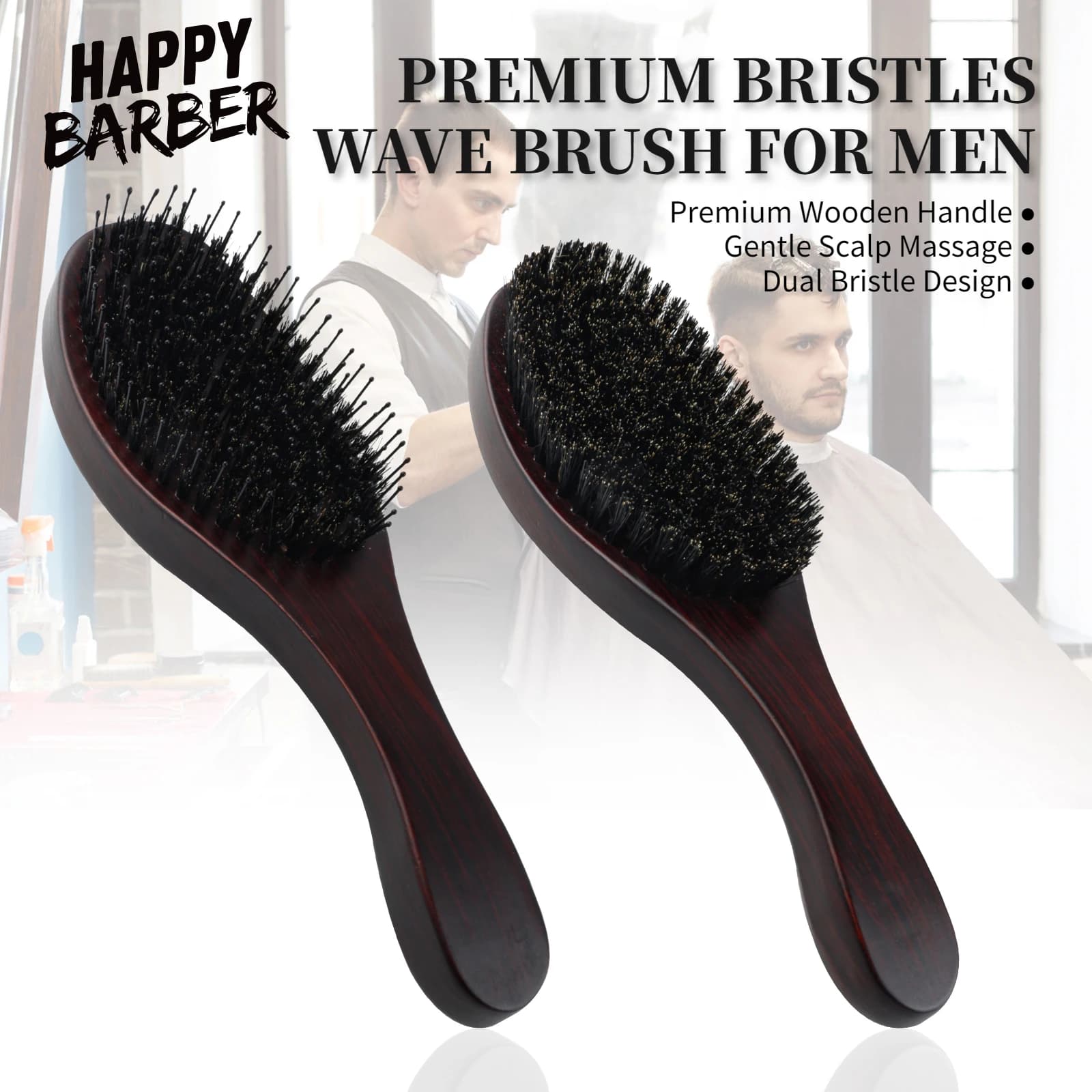 Boar Bristle Oval Shape Hair Brush Antistatic Oil Head Wave Brush Wood Handle Detangling Hair Care Comb Salon Hairdressing Tools