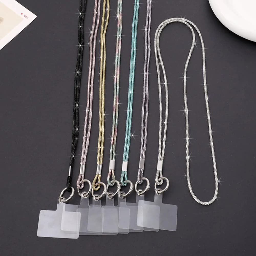 1PC Luxury Rhinestone Phone Lanyard Glitter Diamond Crystal Phone Case Anti-Loss Hanging Ornaments Strap Keychain