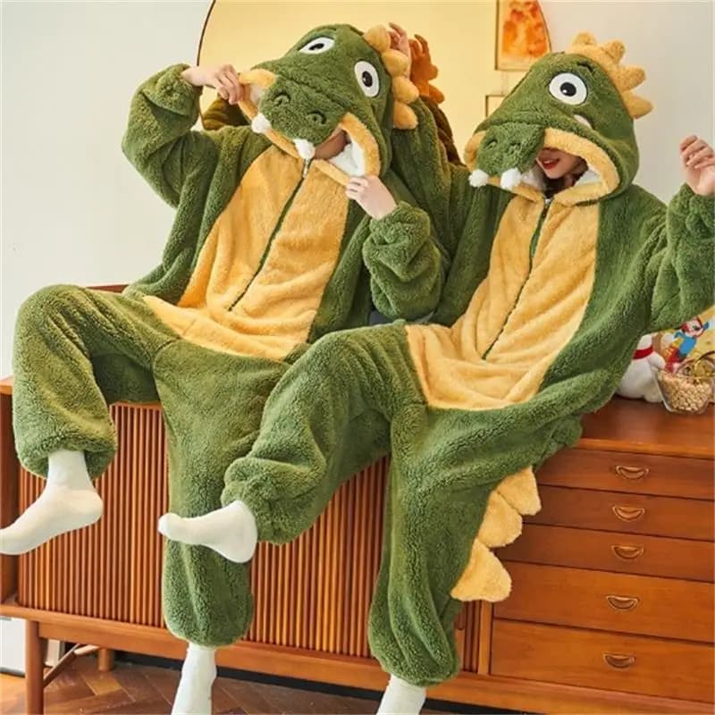 Unisex Green Crocodile Costumes Halloween Onesies Monster Cosplay Pajamas Adult Pyjamas Animal Sleepwear Jumpsuit