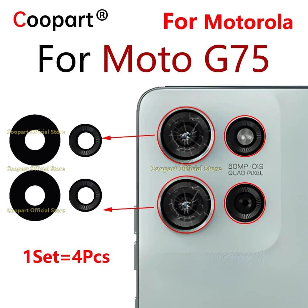New Coopart Back Rear Camera Lens Glass Cover For Motorola Moto G75 With Adhesive Sticker Repair Parts