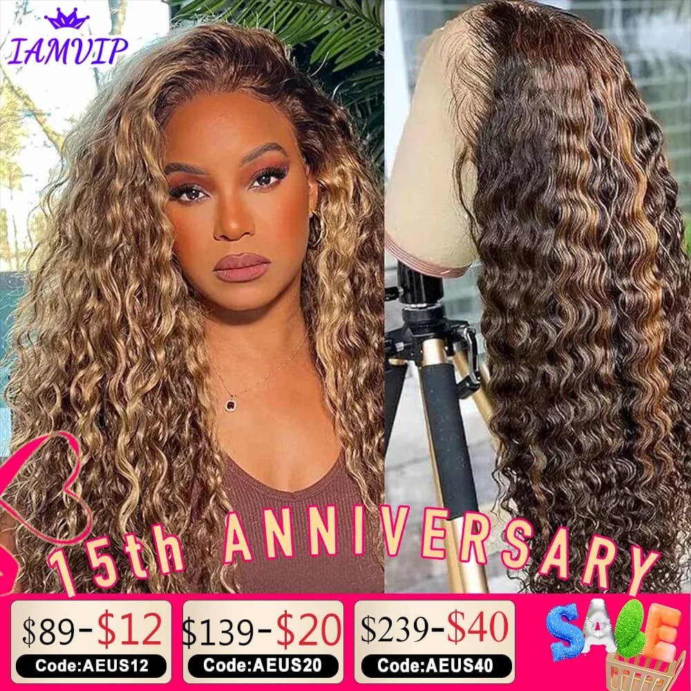 Highlight Deep Wave Frontal Wig 13x6 Hd Lace Brown Lace Front Human Hair Wigs 13x4 Glueless Wig Human Hair Ready To Wear Choice