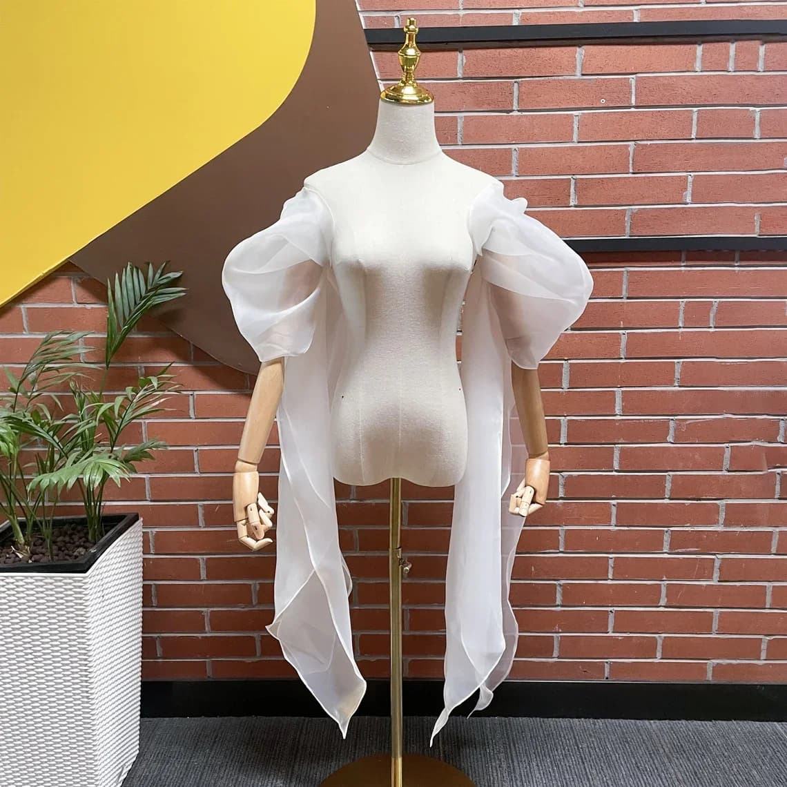 Organza Wedding Decoration Bride Sleeves with Ribbon Bride Accessory Women Formal Party