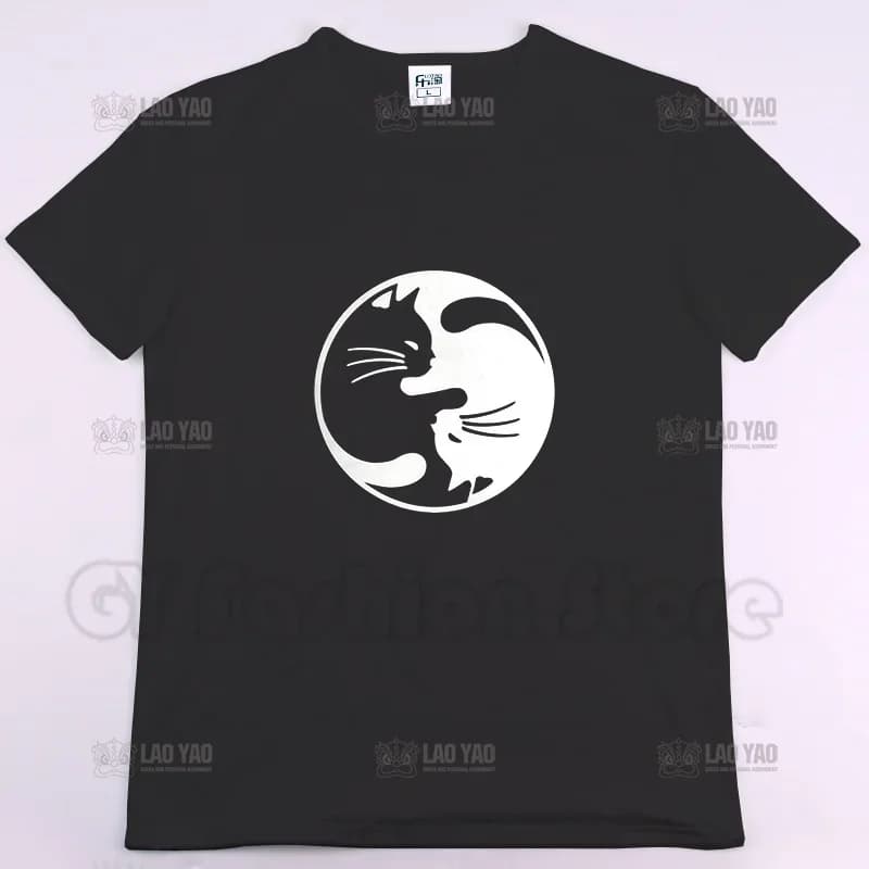 Tai Chi Cat Cartoon Graphic Shirts Hot Selling Summer Printed -shirt Unisex Street Wear Casual Men Women