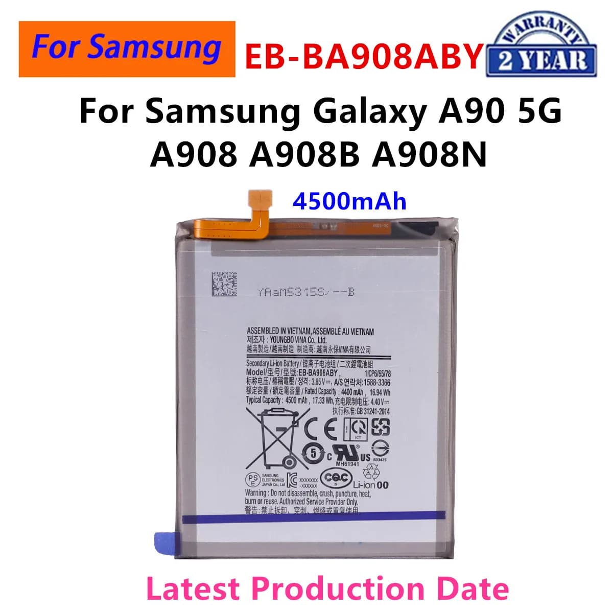 Brand New EB-BA908ABY 4500mAh High Quality Replacement Battery For Samsung Galaxy A90 5G A908 A908B A908N Mobile Phone