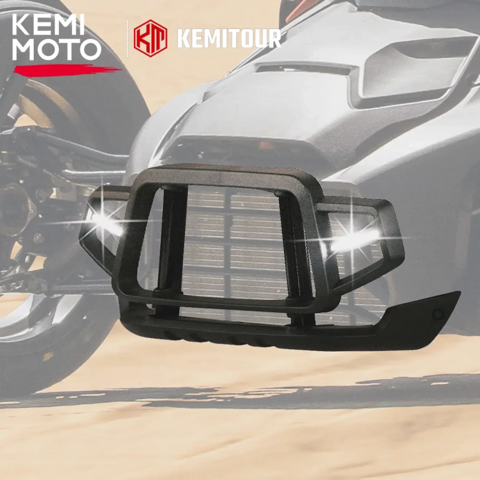 On-Road Front Bumper Guard Vehicle Protection Compatible with Can-Am Ryker with LED Accent Lights Replace #219401108 2019-2025