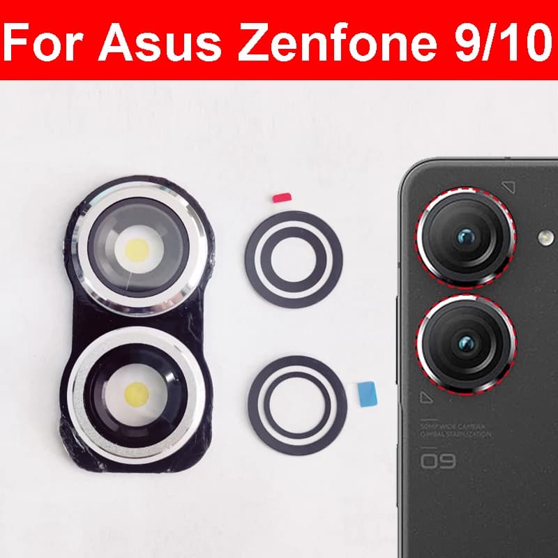 For Asus Zenfone 9 AI2202 Zenfone 10 AI2302 Rear Back Camera Glass Lens Frame Cover with Sticker Glue Repalcement