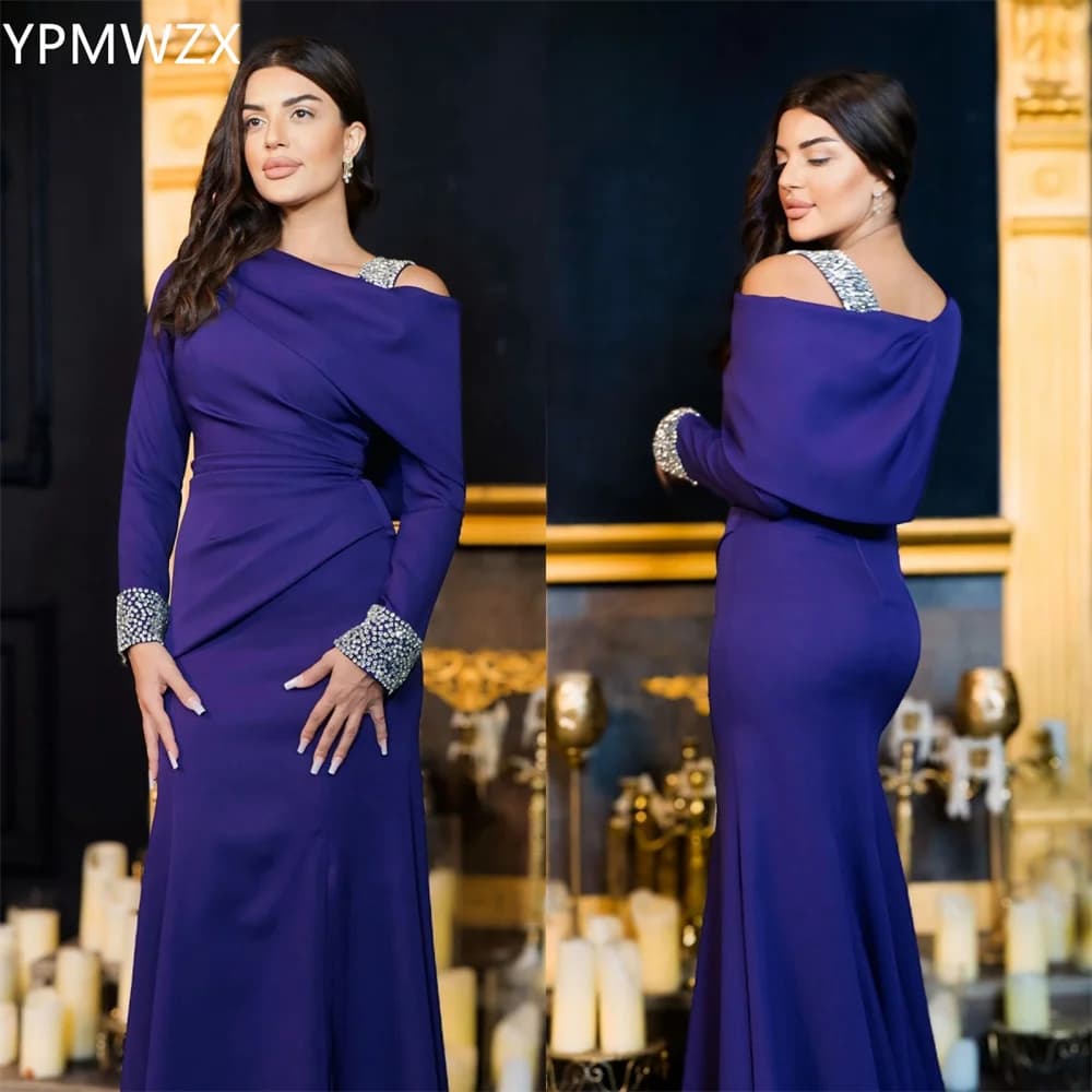 Customized Prom Gown Formal Women Evening Dress YPMWZX Off-the-shoulder Mermaid Floor Length Skirts Draped Bead Bespoke Occasion