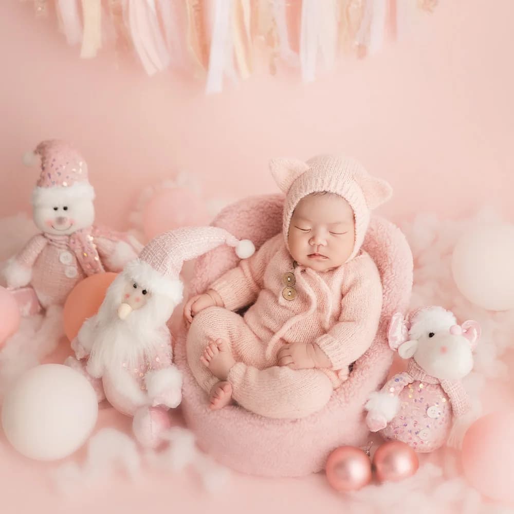Crochet Baby Clothes Knitted Long-Sleeved Jumpsuit+Cat Ear Hat Photography Outfit Christmas Snowman Doll Studio Xmas Photo Theme