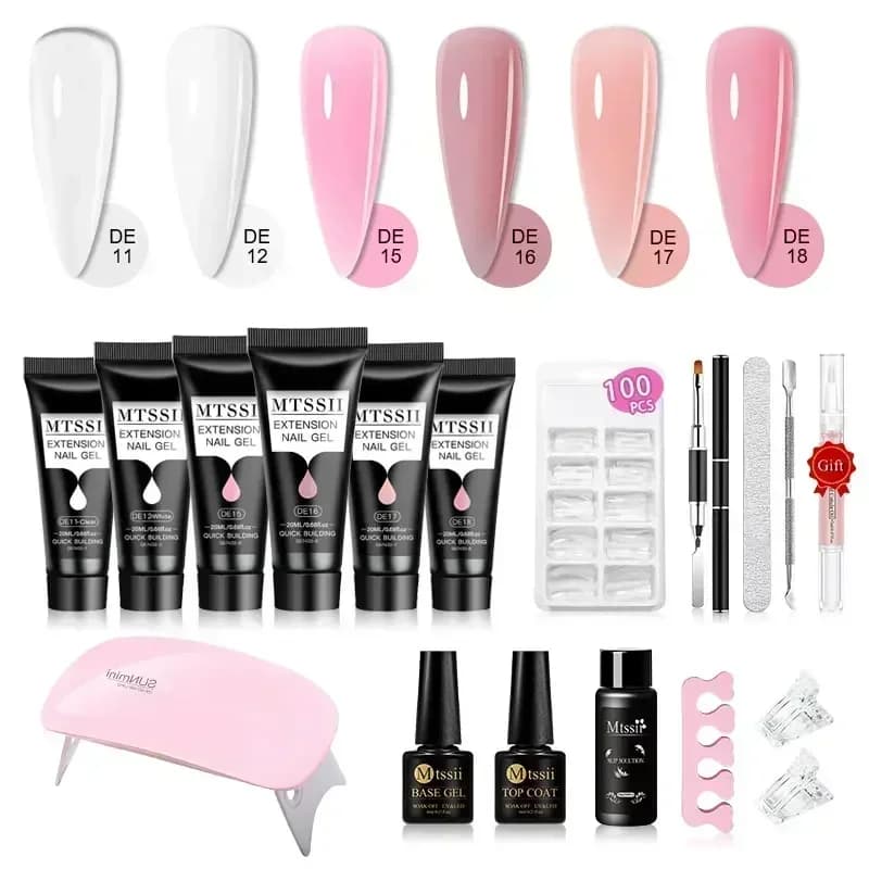 MTSSII 20m Extension Nail Gel Set Manicure Set Finger Quick Buliding Extension Gel Nail Polish Kit Soak Off UV Gel LED Nail Art