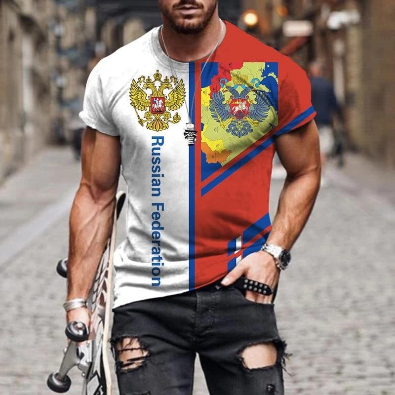 Russia Coat Of Arms T-shirt Men's Clothing Retro 3D Print Streetwear T Shirts National Flag And Emblem Harajuku Fashion Tee Top