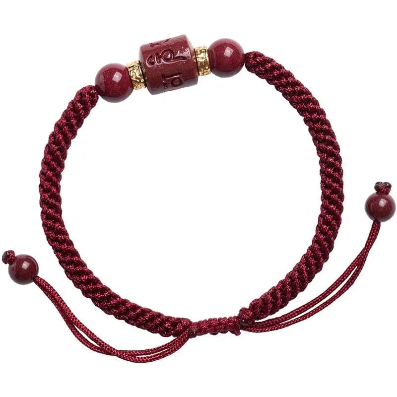 Cinnabar Six-character True Words Rope Bracelet Female Year Couple Hand-woven Original Stone Male Lucky Beads Attract Wealth