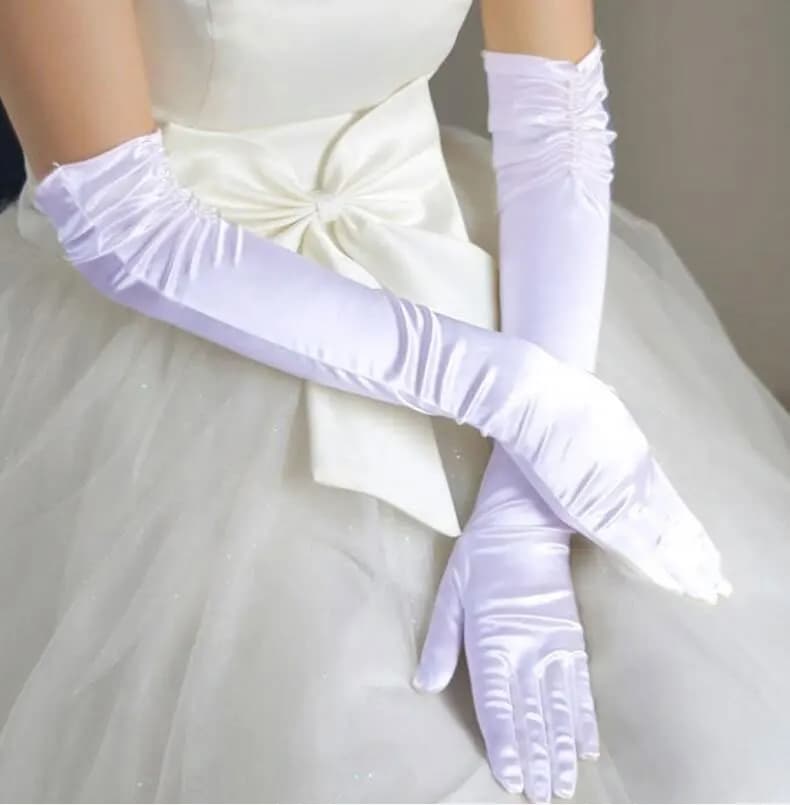 Hot Sale Long Bridal Gloves White Ivory Black Small Embroidered Flat Plate With Finger Guantes Wedding Accessories