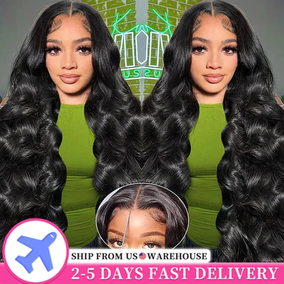 Glueless Wig Human Hair Ready to Go 5x5 Lace Closure Wig Brazilian Body Wave Lace Frontal Human Hair Wigs Pre-plucked 180Density
