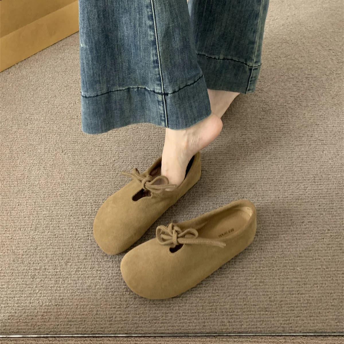 Soft Retro Woman Shoes Female Footwear Autumn Bow-Knot New Dress Fall Comfortable Butterfly Moccasin Butterfly-knot Flat