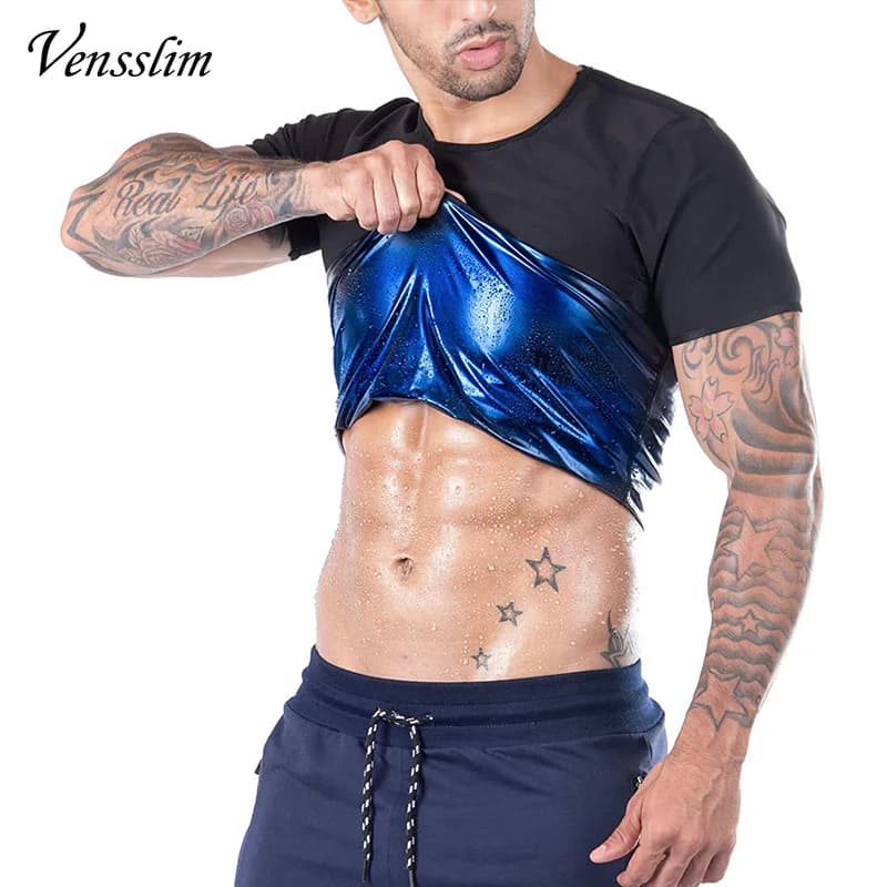 Vensslim Men’s Sauna Suit Sweat Heat Trapping Workout Fat Burner Vest Slimming Body Shaper Tank Top Waist Trainer Fitness Corset